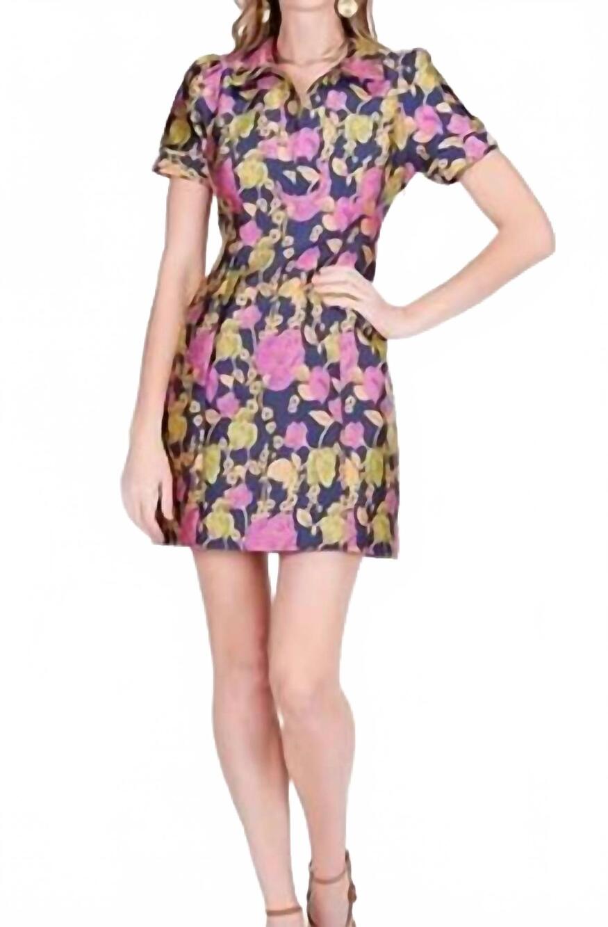 NEW AMELIA'S vibrant vines front zip fitted dress in multi